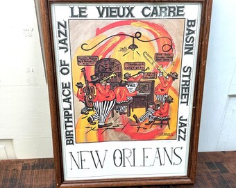 George Luttrell Birthplace of Jazz Print Pencil Signed Basin Street New Orleans