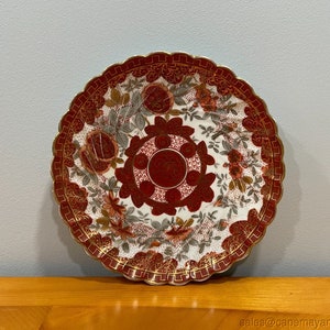 Antique Ackermann Fritze Royal Vienna Austria Red Salad Plate Gold Scalloped