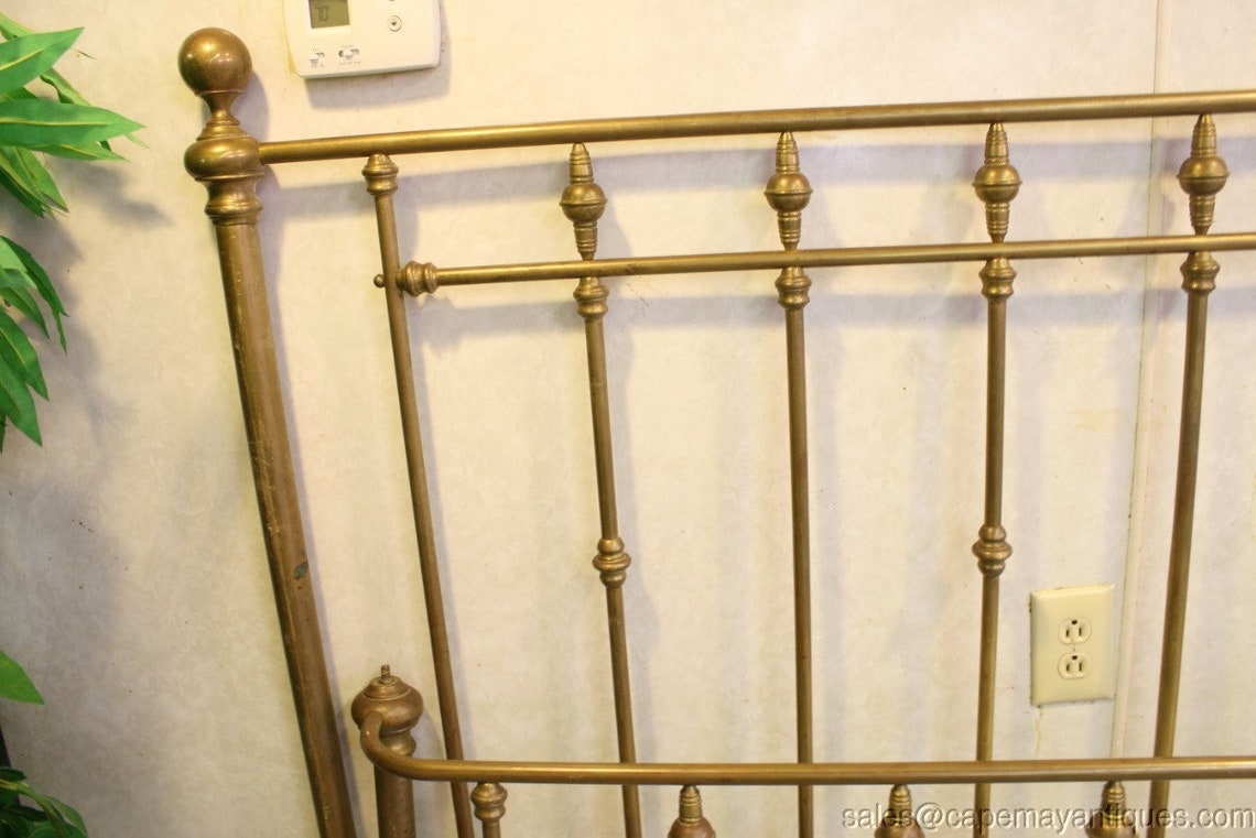 Antique Brass Headboard and Footboard No rails Curved Etsy