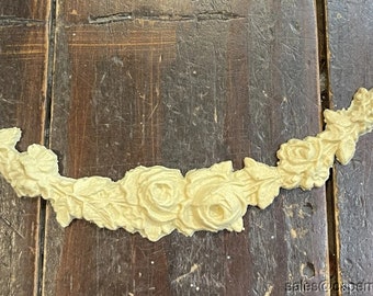Resin Furniture Applique Small Rose Swag Flexible Moldings Glue On Paintable