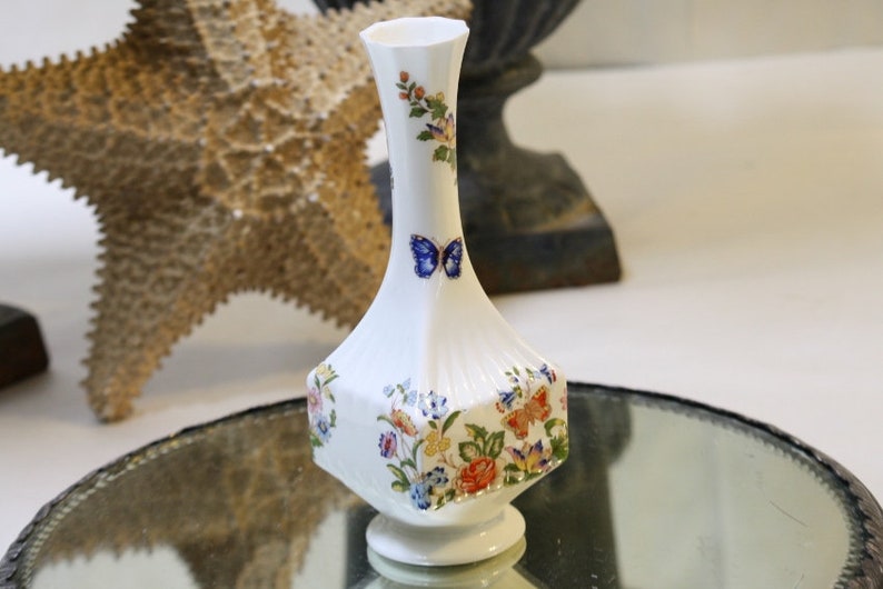 Aynsley Cottage Garden Vase Bulbous Squared Bottom Fluted Etsy