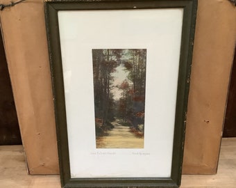 Vintage Photograph Framed The Autumn Woods by Fred Thompson Sepia Colorized