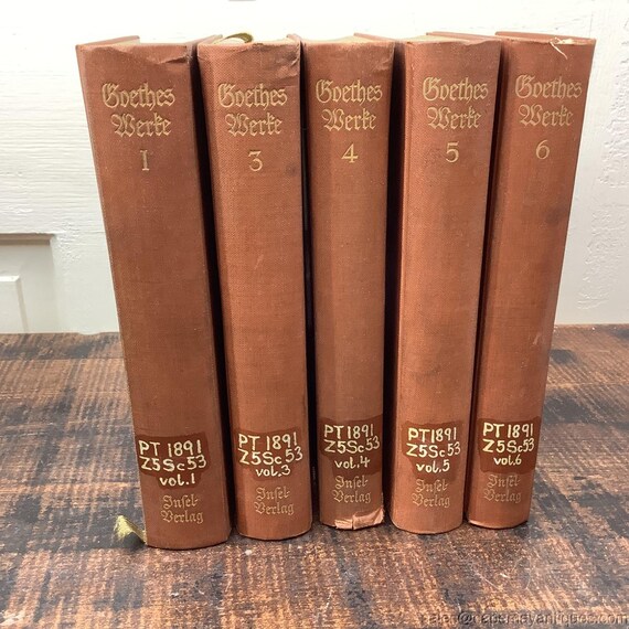 Antique Book Set 5 Volumes Goethes Werke Early 1900s Johann