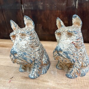 Pair Vintage Scottie Dog Bookends Figures Matching Set Cast Metal