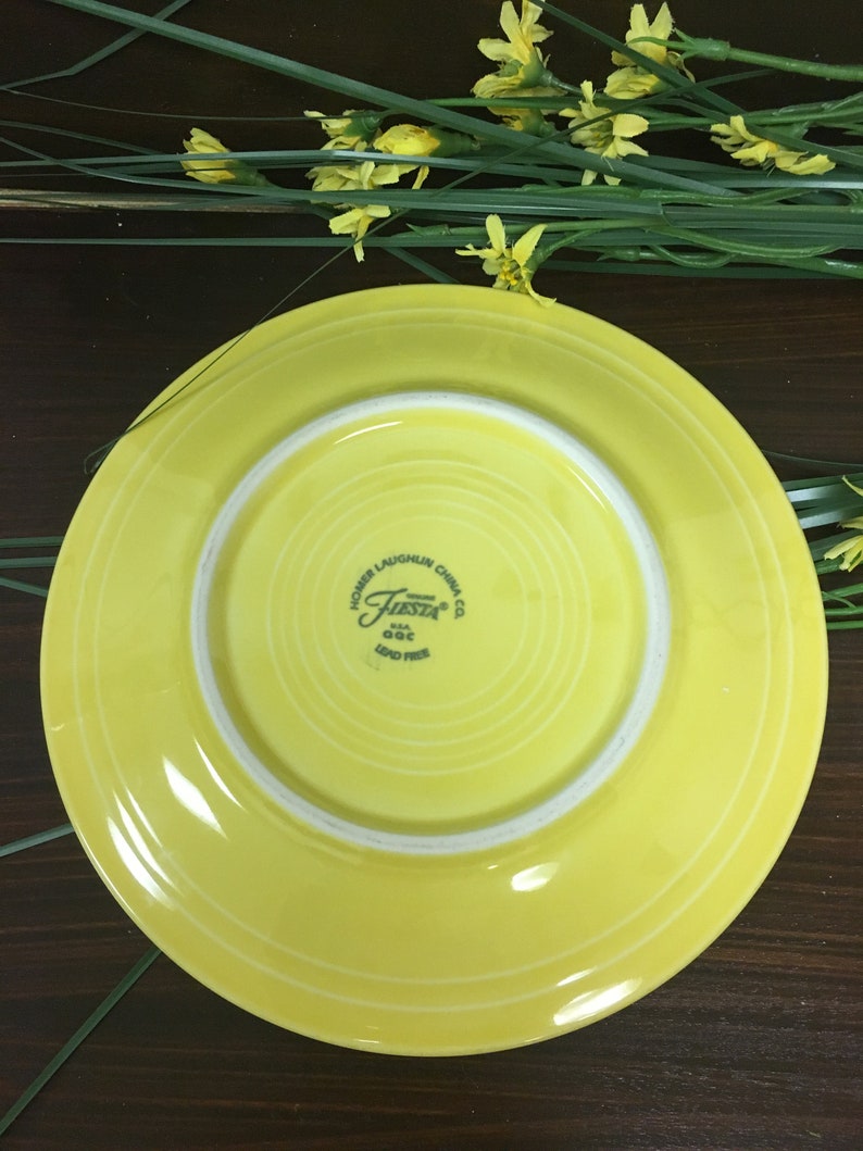 Vintage Fiesta Yellow Lunch Plate Homer Laughlin Salad Plate Canary Yellow Bright Art Pottery Collectible