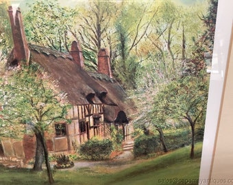 版画 John Burt Anne Hathaway's Cottage Anne Hathaways Cottage Print by John Burt 1976 HAND Signed