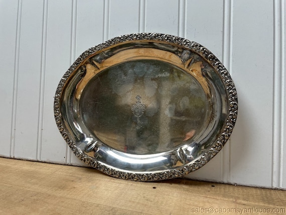 Buy Antique Silver Plate Small Oval Tray Dish Rowley MFG Gesso