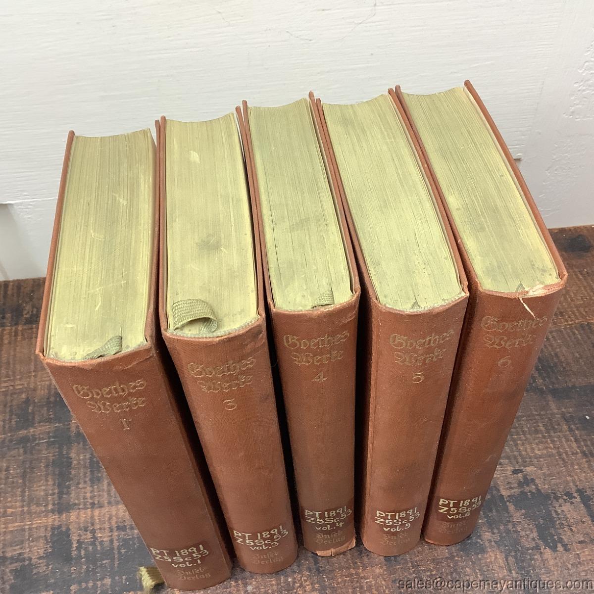 Antique Book Set 5 Volumes Goethes Werke Early 1900s Johann