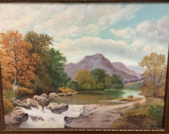 ボード上の風景油絵 アメリカ西部 西部の山々 川 岩 - Etsy 日本