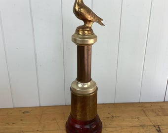 Vintage Trophy Wilmington Futurity Race 1951 2nd Place Pigeon Bird Copper Metal