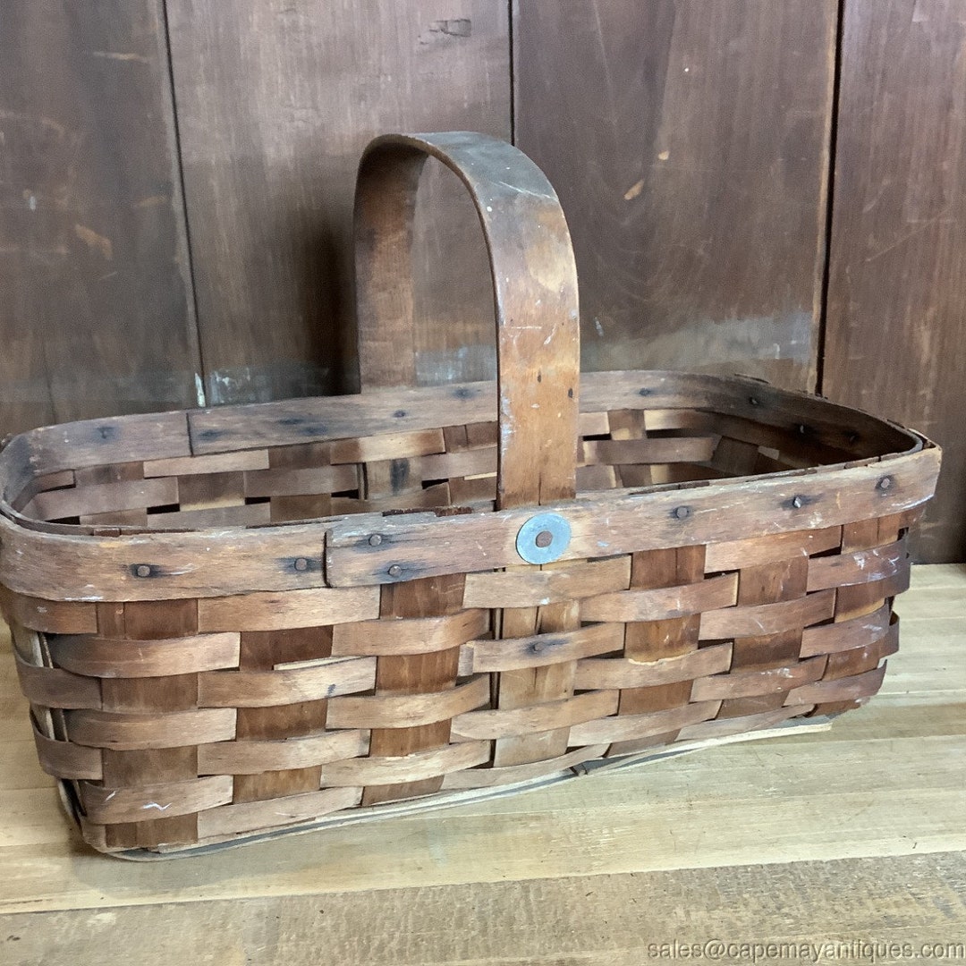 Vintage Slat Wood Gathering Basket Oblong 16.5 L - Etsy