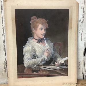 Antique Engraving Print The Love Letter by Luke Fildes 1891 Wehrschmidt London