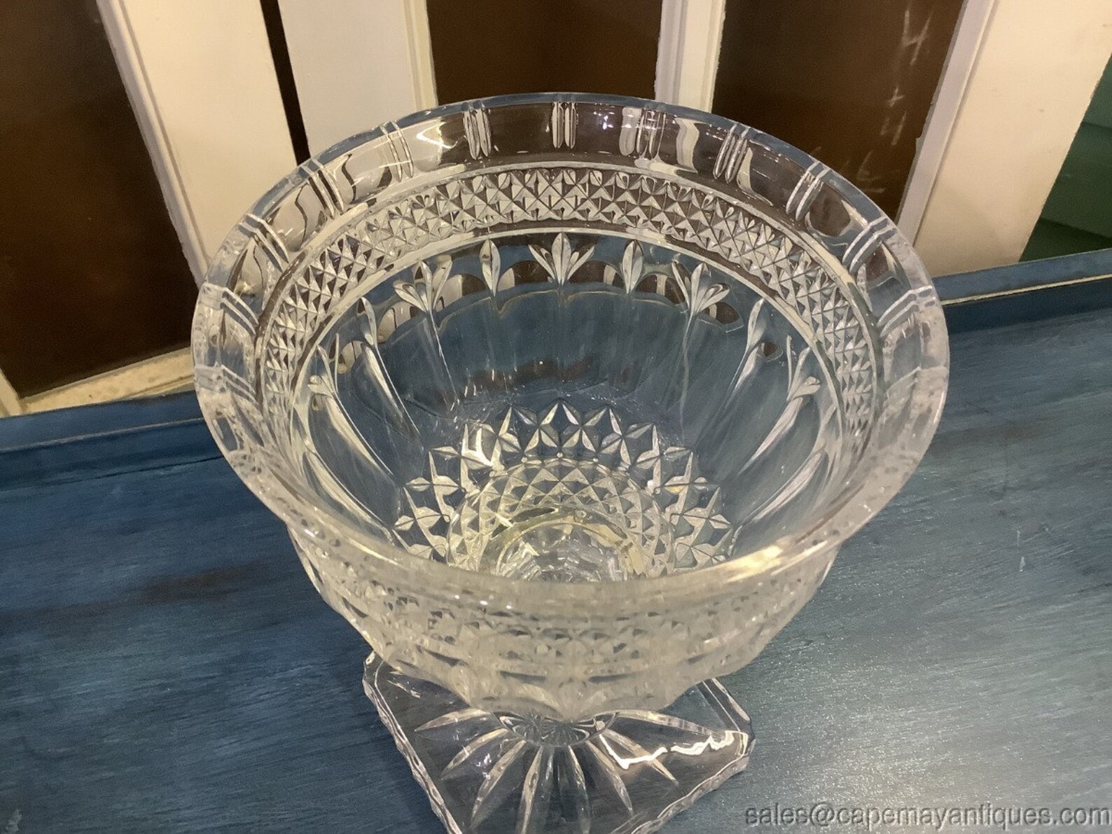 Pedestal Compote Bowl Vase Footed Clear Pressed Glass Square Etsy