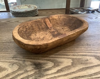 Hand Carved Wood Bowl Primitive Design 9.5&quot; length by 5.75&quot; wide and 2&quot; High