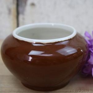 Hall Pottery Vase Pudding Cup Brown made in USA