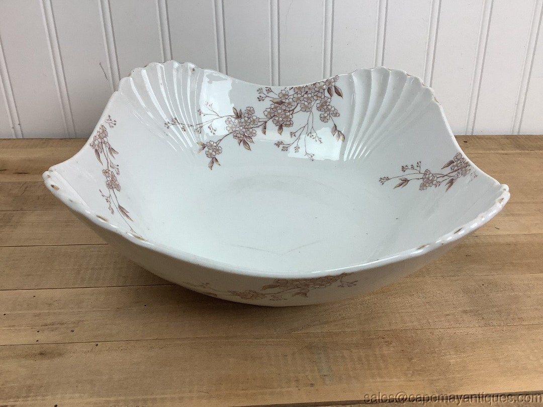 antique-karlsbad-serving-bowl-scalloped-rim-beige-brown-floral-on-white