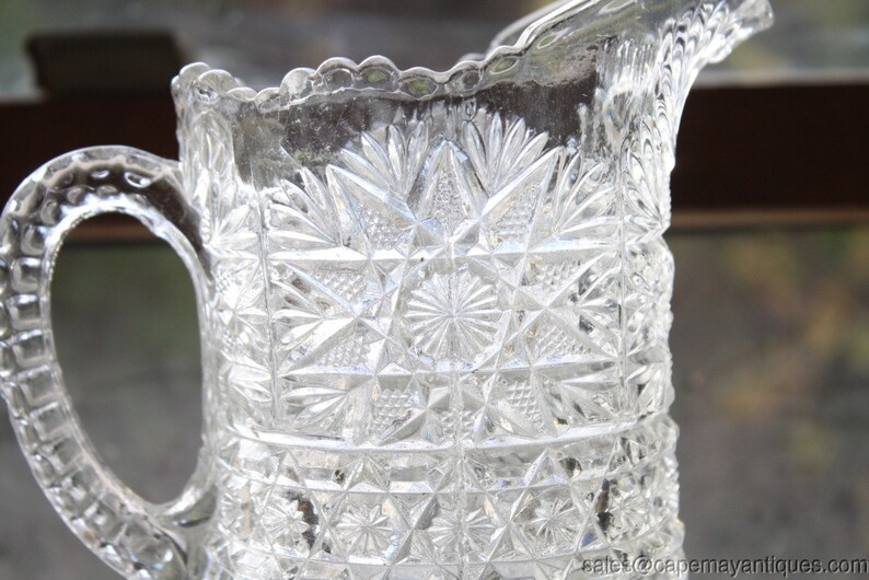 Vintage Pressed Glass Pitcher Jug Water Wine Pitcher 7.5 Etsy