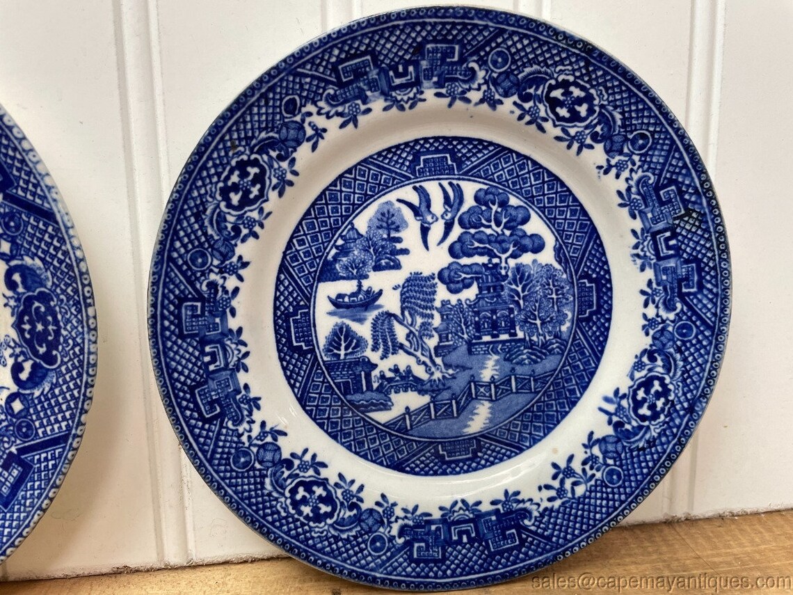 Vintage Blue Willow Bread Butter Plates Saucer Lot Blue Etsy