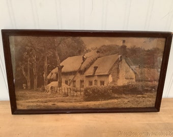 Antique Print of Photograph Man Thatching Cottage Roof So Life Like Black White