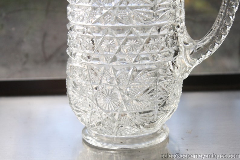 Vintage Pressed Glass Pitcher Jug Water Wine Pitcher 7.5 Etsy