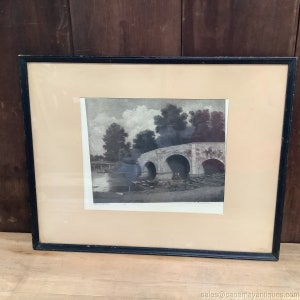 James H. Fincken Signed Etching 20th C Listed Artist #&#39;d Sonning Bridge Framed