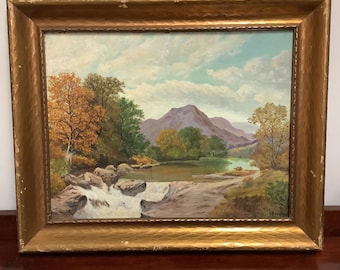 ボード上の風景油絵 アメリカ西部 西部の山々 川 岩 - Etsy 日本