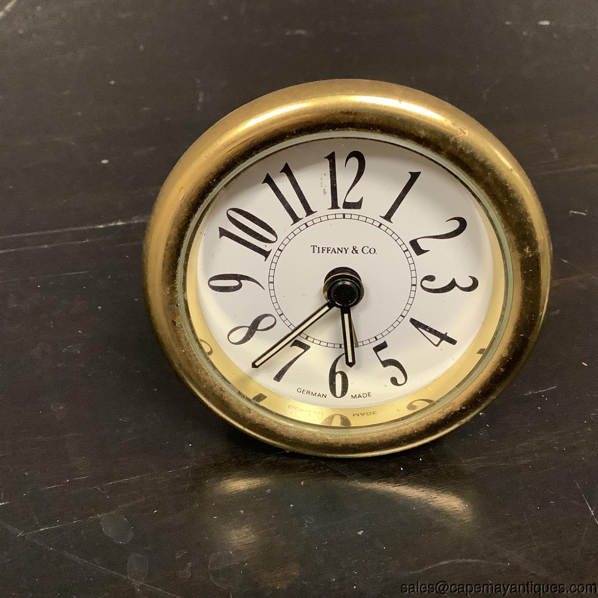 Vintage Tiffany & Co Travel Clock Gold Trim White Face Needs TLC