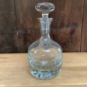 Block Crystal Glass Decanter Round Bulbous Shape Heavy Round Stopper