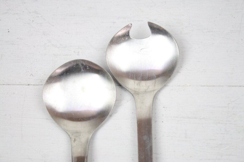 Modern Stainless Steel Serving Spoons Faux Fork Japan Mid Century Serving Salad