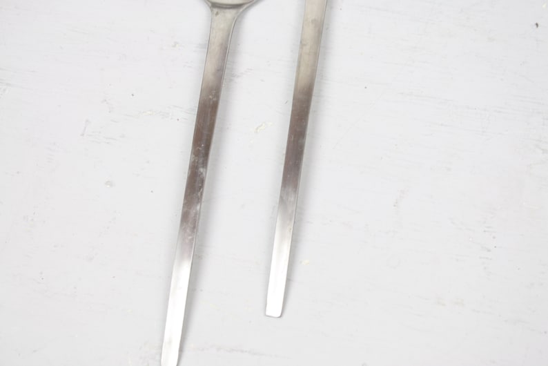Modern Stainless Steel Serving Spoons Faux Fork Japan Mid Century Serving Salad