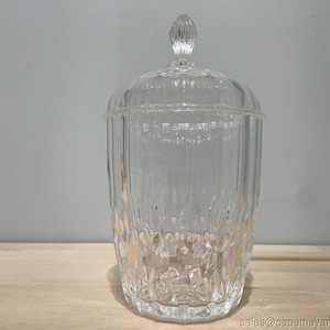 Vintage Cut Glass Crystal Lidded Candy Dish Diamond Pattern Jar Canister 9&quot;