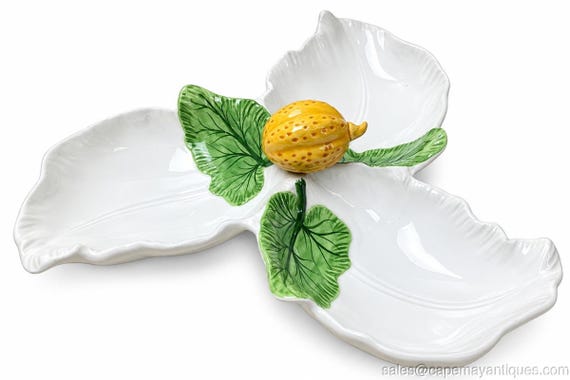 Tiffany & Co Este Ceramic Three Part Acorn Leaf Serving Platter
