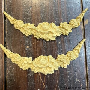 Resin Furniture Applique Small Rose Swag Flexible Moldings Glue On Paintable