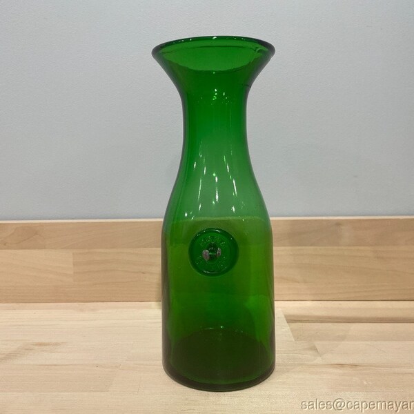 Green Glass Carafe Etsy