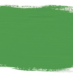 Könnte beinhalten: Ein rechteckiger Farbklecks in Grün mit sichtbaren Pinselstrichen und einer strukturierten Oberfläche. Die Ränder der Farbe sind uneben, mit einem weißen Hintergrund, der das Grün umgibt. Die Farbe ist ein leuchtendes, mittleres Grün.