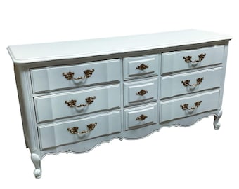 Painted Triple Dresser Thomasville Light Blue Annie Sloan Paint Vintage Cottage
