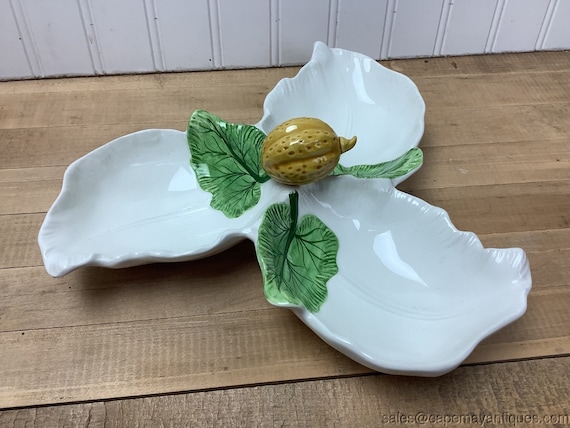 Tiffany & Co Este Ceramic Three Part Acorn Leaf Serving Platter