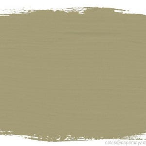 Könnte beinhalten: Ein rechteckiger Farbklecks in Olivgrün mit sichtbaren Pinselstrichen. Die Ränder der Farbe sind uneben und zeigen die Textur des Auftrags. Der Hintergrund ist weiß.