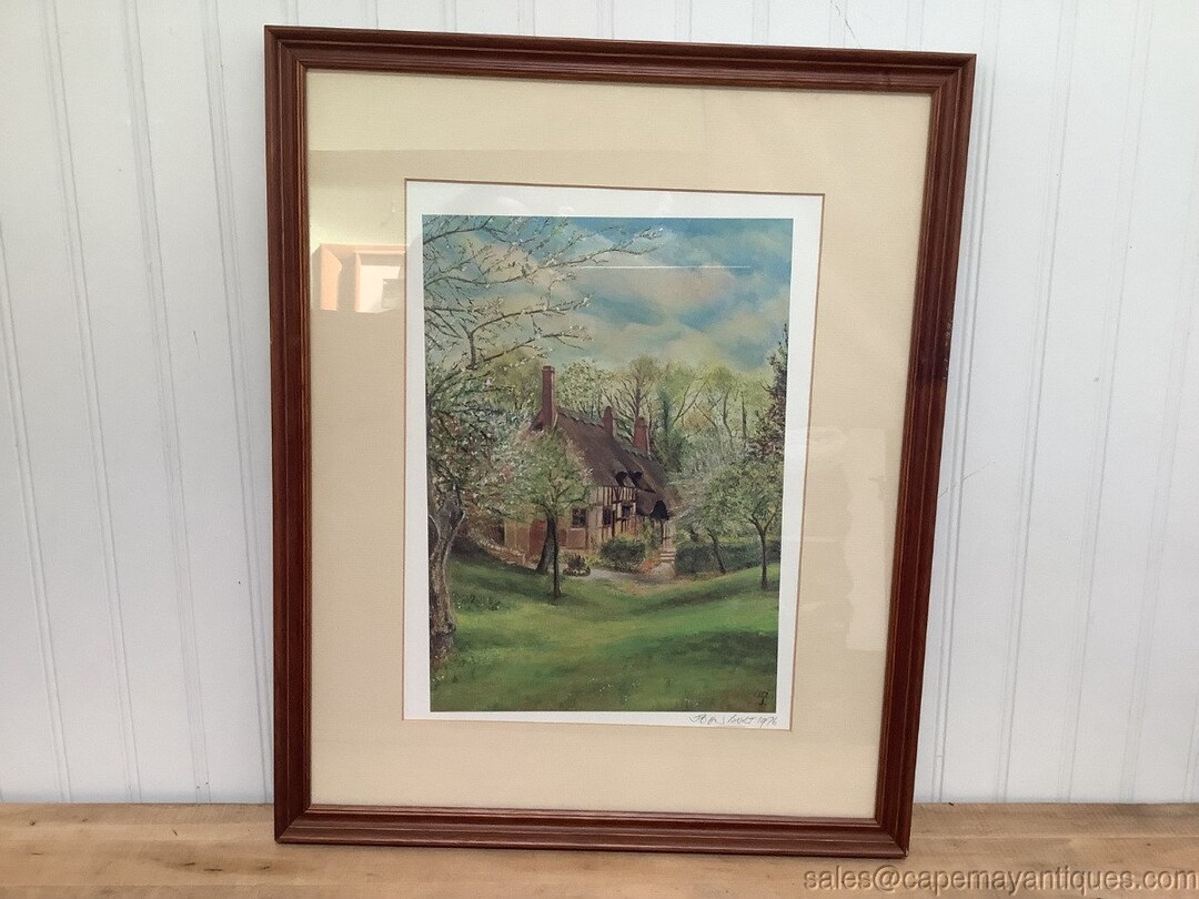 版画 John Burt Anne Hathaway's Cottage Anne Hathaway's Cottage Print Signed John S Burt 1976