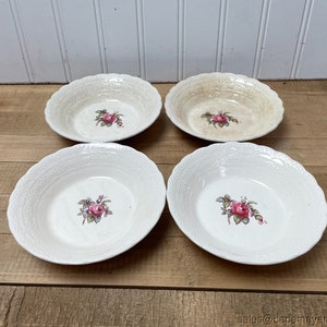 Vintage Copeland Spode Dessert Bowls White Jewel Billingsley Rose Raised Pattern