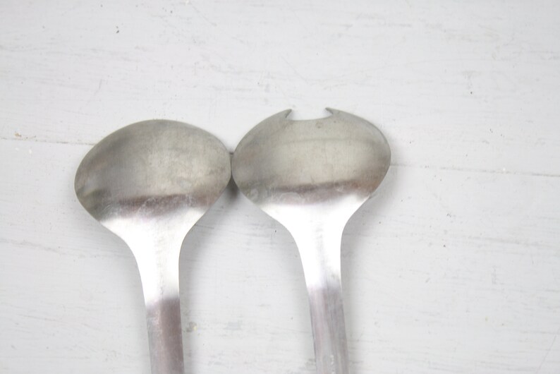 Modern Stainless Steel Serving Spoons Faux Fork Japan Mid Century Serving Salad