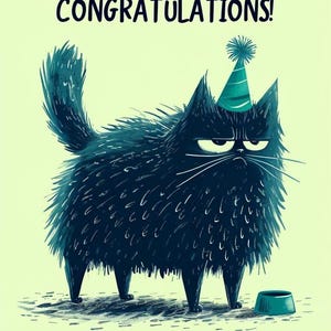 Cartão de aniversário engraçado para imprimir, cartão de gato, feliz aniversário, cartão de gato engraçado, cartões de aniversário, para imprimir