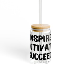 Inspirierendes Sipper-Glas, Motivations-Trinkgeschirr, umweltfreundliche Wasserflasche, perfektes Geschenk für Erfolgssuchende, wiederverwendbares 16-Unzen-Glas