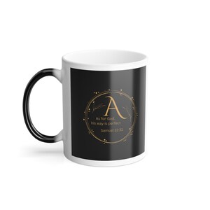 Caneca de café, caneca com verso da letra A, xícara que muda de cor, xícara de chá sensível ao calor, presente personalizado
