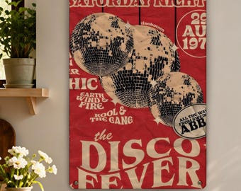 Custom Disco Dance Metal Tin Sign, Retro 70s Party Poster Wall Art, Red Nightclub Music Decor, Vintage Bar Dorm Game Room Gifts For Dancers