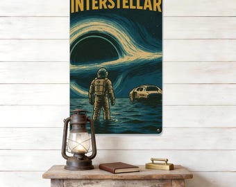 Interstellar Poster Blechschild, Black Hole Zeichen, Astronaut Zeichen, Retro Sci-Fi Art Decor, Water Planet Decor, Cosmic Adventure Sign, verschiedene Größen