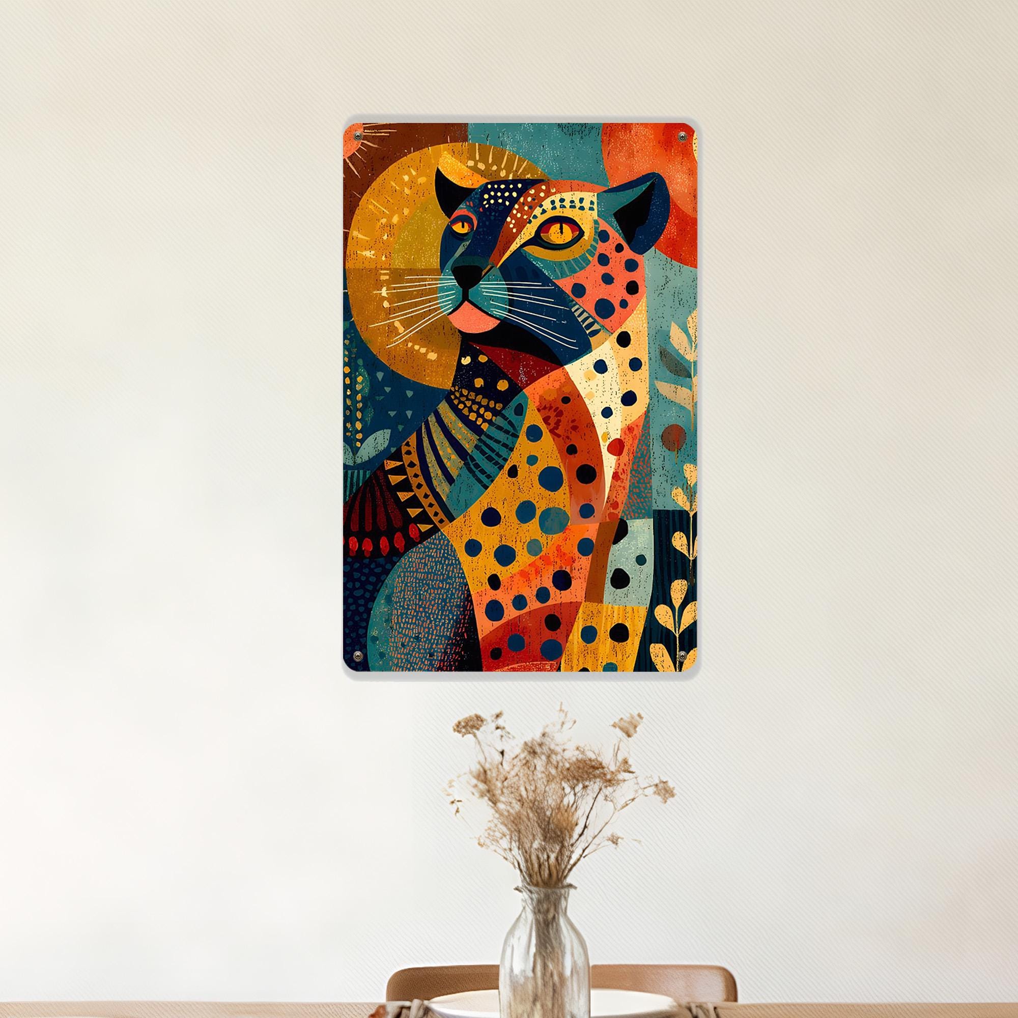 Cheetah Rectangle Metal Sign Wall Decor,abstract Style Art Sign,animal ...