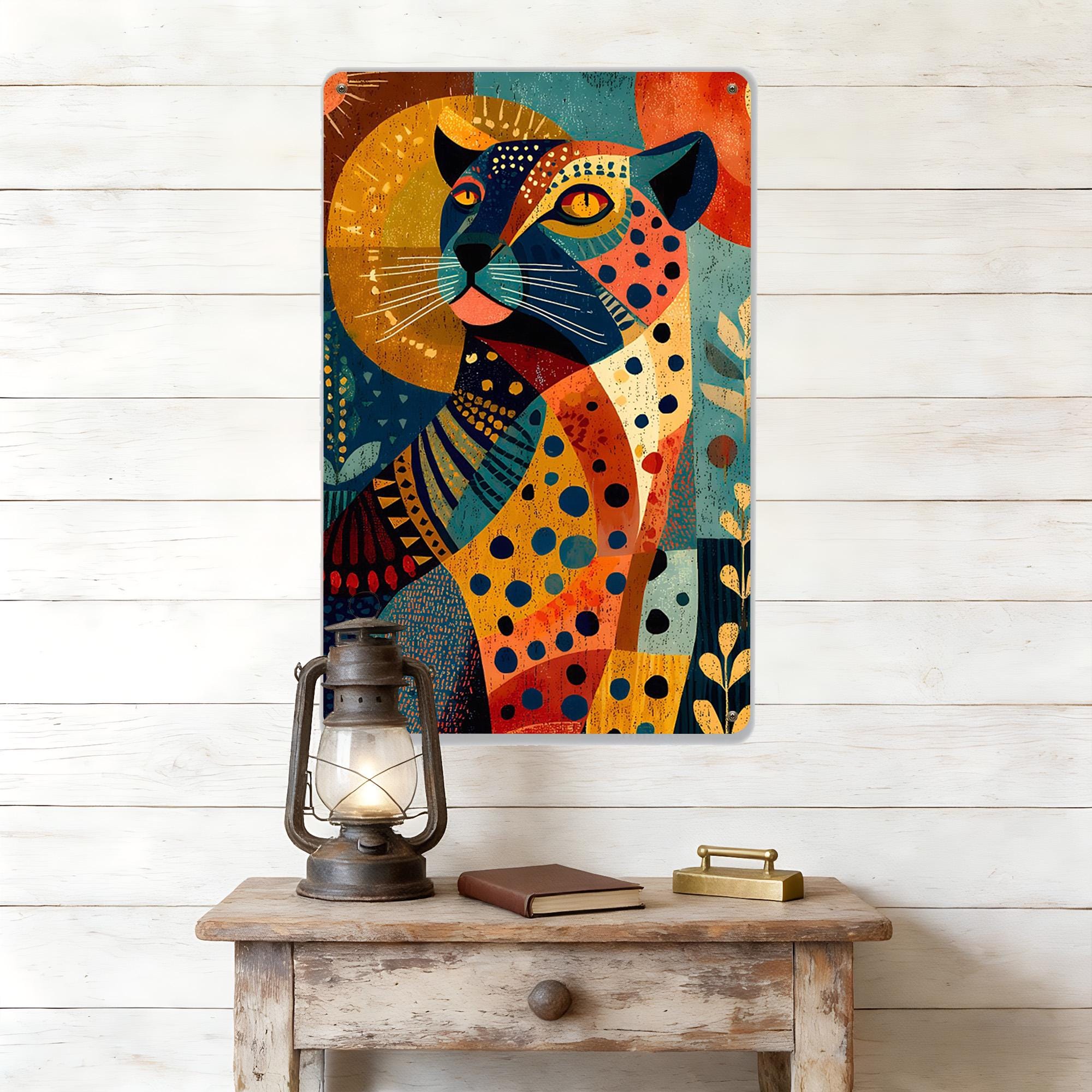 Cheetah Rectangle Metal Sign Wall Decor,abstract Style Art Sign,animal ...