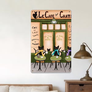 Cat Café Rectangle Metal Sign,Vintage Style Tin Sign,Cat Element Signs,Cafe Decor,Personalized Home Tin Decor,Multiple Sizes,Cat Lovers Gift
