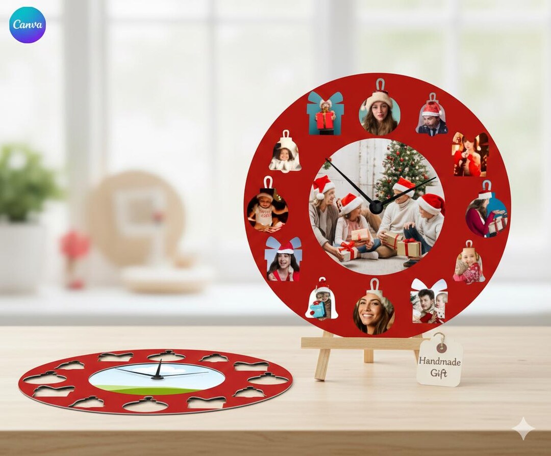 Editable Christmas Photo Clock Canva Template (digital Download) - Etsy